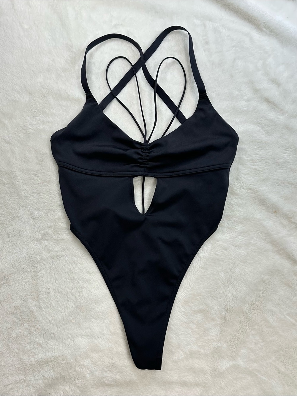 Savage X Fenty Curve Alert High Cut Bodysuit Black Caviar Size M